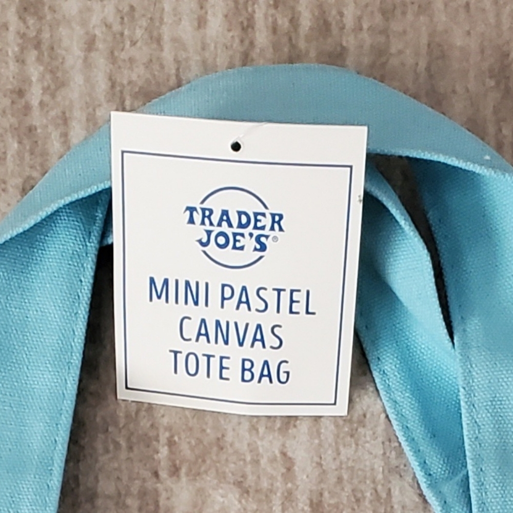 Limited Edition Trader Joe's Pastel Canvas Mini Tote Bag - Picture 2 of 3